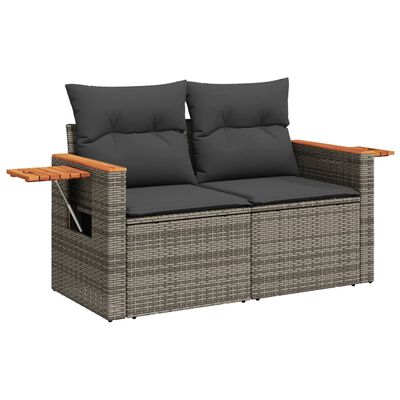 vidaXL 11-delige Loungeset met kussens poly rattan grijs