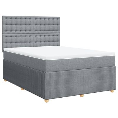 vidaXL Boxspring met matras stof lichtgrijs 140x200 cm