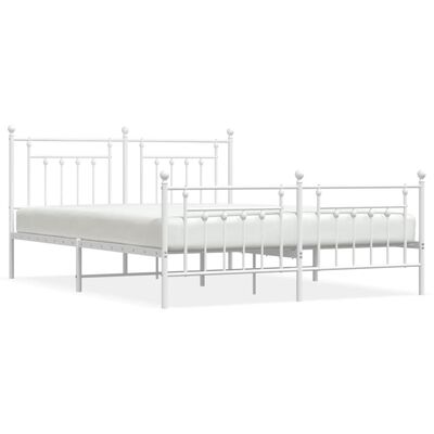 vidaXL Bedframe met hoofd- en voeteneinde metaal wit 180x200 cm