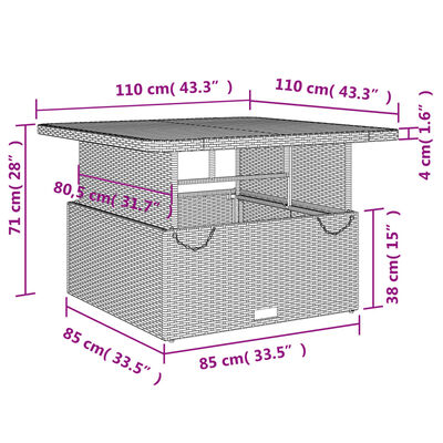 vidaXL 5-delige Tuinset met kussens poly rattan beige