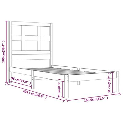 vidaXL Bedframe massief grenenhout honingbruin 100x200 cm