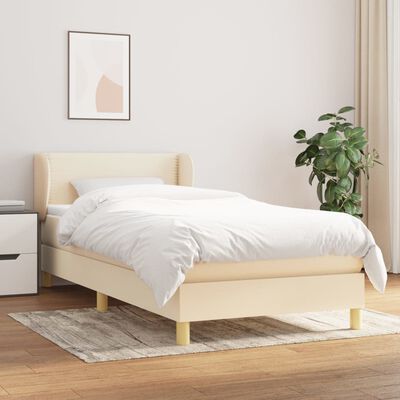 vidaXL Boxspring met matras stof crèmekleurig 90x190 cm