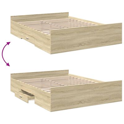 vidaXL Bedframe met lades bewerkt hout sonoma eikenkleurig 160x200 cm