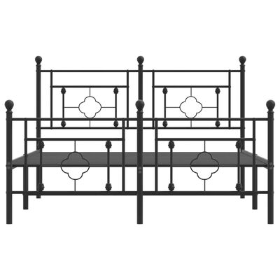 vidaXL Bedframe met hoofd- en voeteneinde metaal zwart 135x190 cm