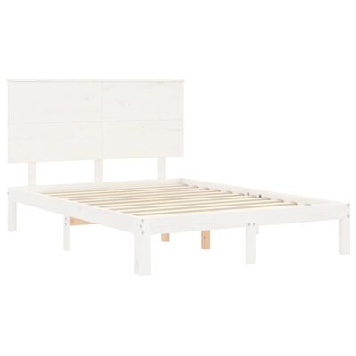 vidaXL Bedframe met hoofdbord massief hout wit 120x200 cm