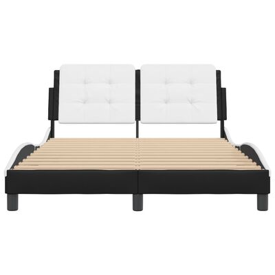 vidaXL Bedframe met hoofdbord kunstleer zwart en wit 140x190 cm