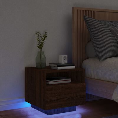 vidaXL Nachtkastje met LED-verlichting 40x39x37 cm bruin eikenkleur