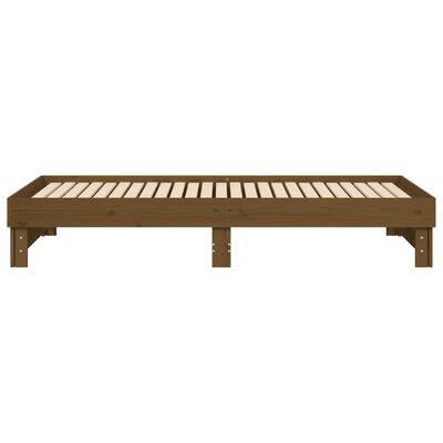 vidaXL Slaapbank uitschuifbaar 2x(80x200) cm grenenhout honingbruin