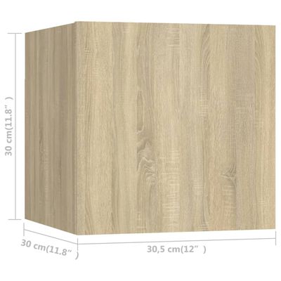 vidaXL Tv-wandmeubelen 2 st 30,5x30x30 cm sonoma eikenkleurig