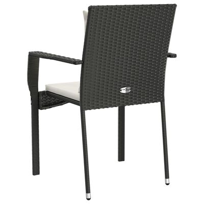 vidaXL Tuinstoelen 4 st met kussens poly rattan zwart