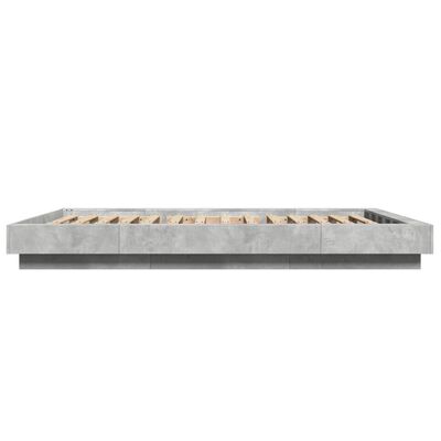 vidaXL Bedframe met LED-verlichting bewerkt hout betongrijs 140x190 cm