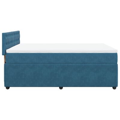 vidaXL Boxspring met matras fluweel blauw 140x190 cm