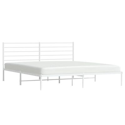 vidaXL Bedframe met hoofdbord metaal wit 183x213 cm