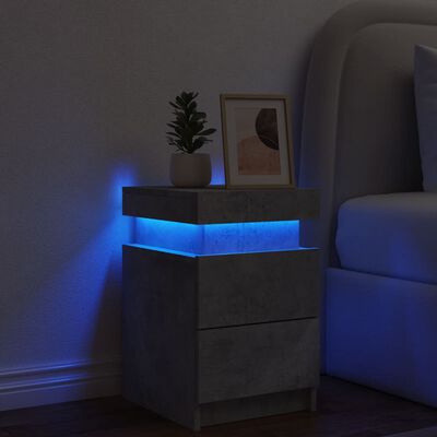 vidaXL Nachtkastje met LED-verlichting 35x39x55 cm betongrijs
