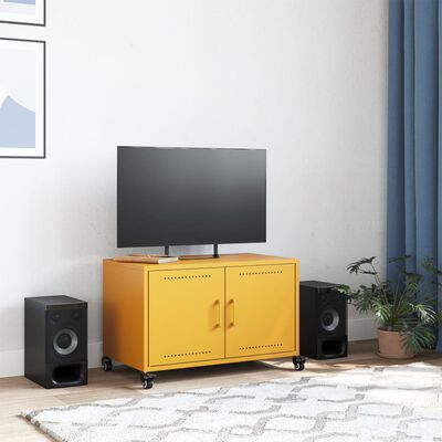 vidaXL Tv-meubel 68x39x43,5 cm staal mosterdgeel