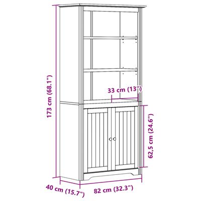 vidaXL Boekenkast BODO 82x40x173 cm massief grenenhout wit en bruin