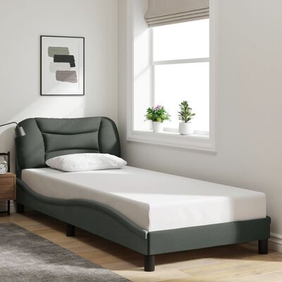 vidaXL Bedframe met hoofdbord stof donkergrijs 80x200 cm