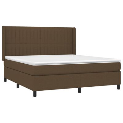 vidaXL Boxspring met matras en LED stof donkerbruin 180x200 cm