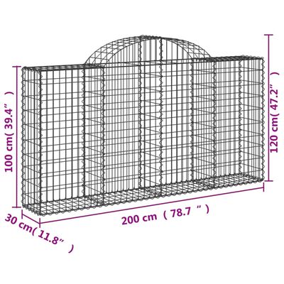 vidaXL Schanskorven 3 st gewelfd 200x30x100/120 cm ijzer