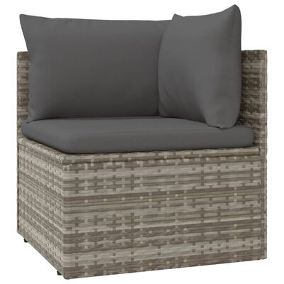 vidaXL 10-delige Loungeset met kussens poly rattan grijs