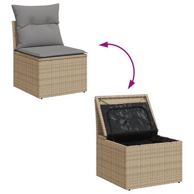 vidaXL 13-delige Loungeset met kussens poly rattan beige