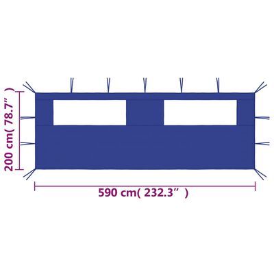 vidaXL Prieelzijwand met ramen 6x2 m blauw