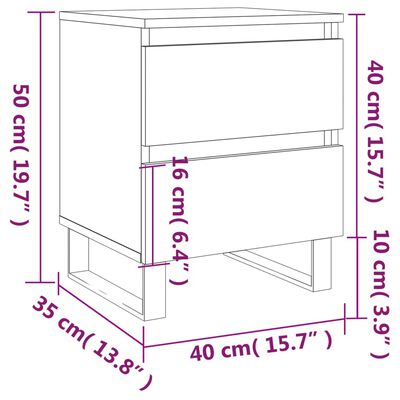 vidaXL Nachtkastjes 2 st 40x35x50 cm bewerkt hout bruin eikenkleur