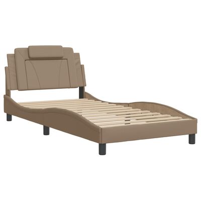 vidaXL Bedframe met hoofdbord kunstleer cappuccinokleurig 100x200 cm