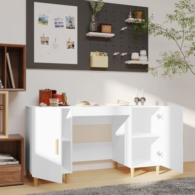 vidaXL Bureau 140x50x75 cm bewerkt hout hoogglans wit