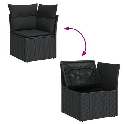 vidaXL 11-delige Loungeset met kussens poly rattan zwart