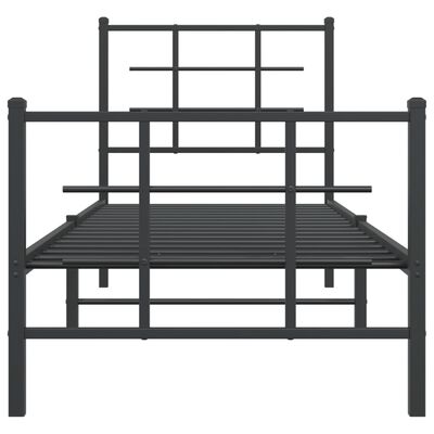 vidaXL Bedframe met hoofd- en voeteneinde metaal zwart 75x190 cm