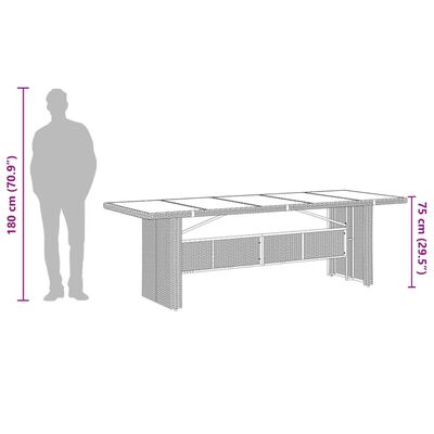 vidaXL Tuintafel met glazen blad 240x90x75 cm poly rattan