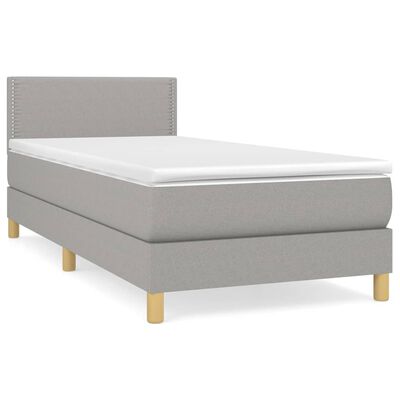 vidaXL Boxspring met matras stof lichtgrijs 90x200 cm