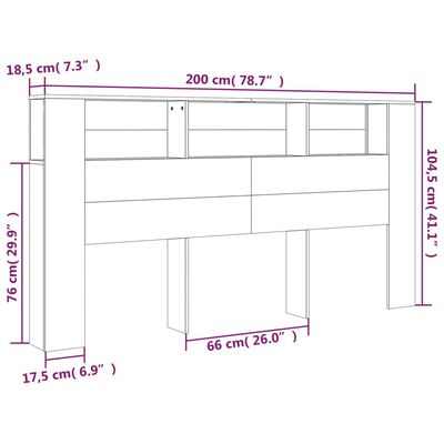 vidaXL Hoofdbordkast 200x18,5x104,5 cm bruin eikenkleur