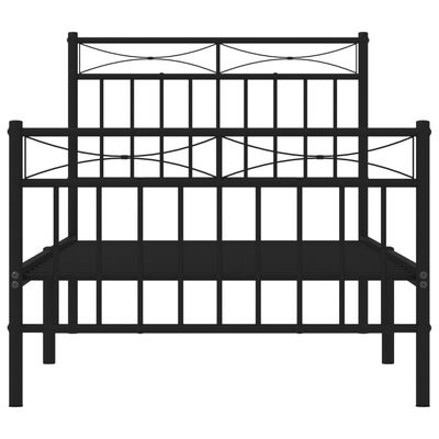 vidaXL Bedframe met hoofd- en voeteneinde metaal zwart 90x200 cm