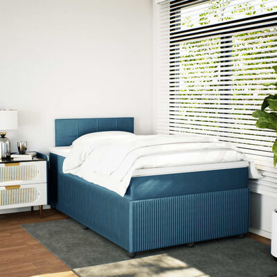 vidaXL Boxspring met matras fluweel blauw 120x190 cm