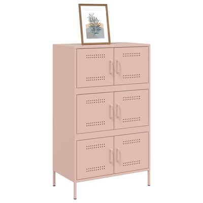 vidaXL Hoge kast 68x39x113 cm staal roze