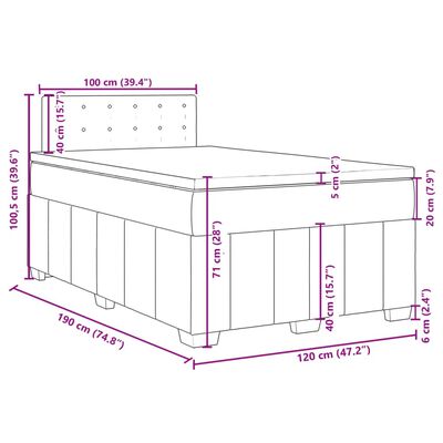 vidaXL Boxspring met matras stof donkergrijs 120x190 cm