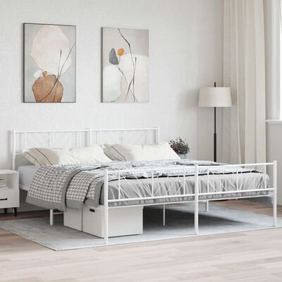 vidaXL Bedframe met hoofd- en voeteneinde metaal wit 180x200 cm