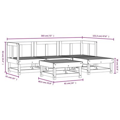 vidaXL 5-delige Loungeset massief grenenhout honingbruin