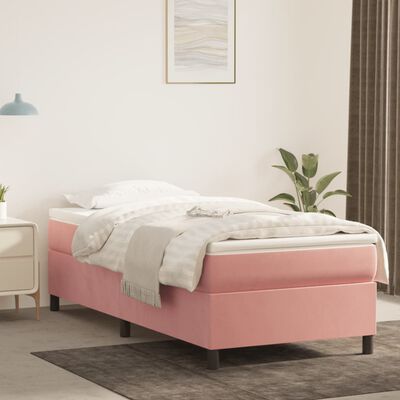 vidaXL Bedframe fluweel roze 90x200 cm