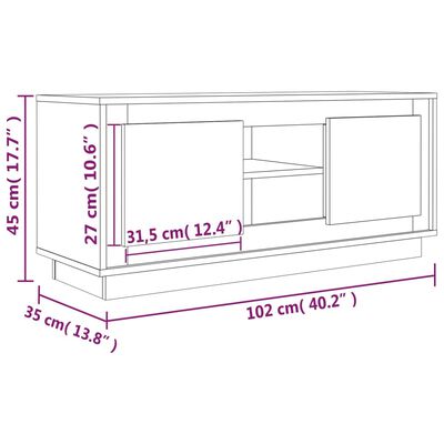 vidaXL Tv-meubel 102x35x45 cm bewerkt hout zwart