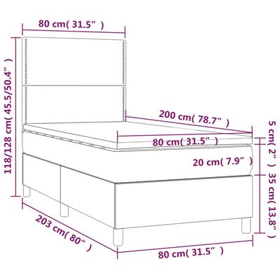 vidaXL Boxspring met matras en LED stof taupe 80x200 cm