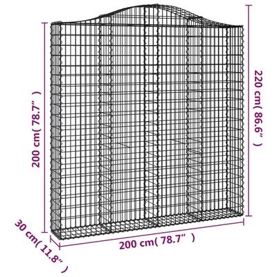 vidaXL Schanskorven 3 st gewelfd 200x30x200/220 cm ijzer