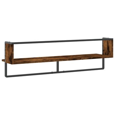 vidaXL Wandschap met stang 100x25x30 cm gerookt eikenkleurig