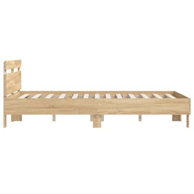 vidaXL Bedframe met hoofdeinde en LED sonoma eikenkleurig 120x190 cm