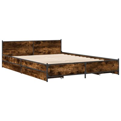 vidaXL Bedframe met lades bewerkt hout gerookt eikenkleurig 120x200 cm