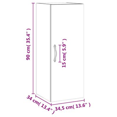 vidaXL Wandkast 34,5x34x90 cm bewerkt hout wit