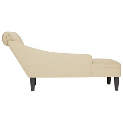 vidaXL Chaise longue met kussen en rechterarmleuning stof crèmekleurig