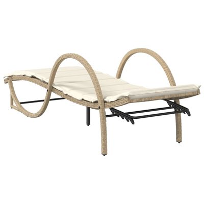 vidaXL Ligbed met kussen 60x199x42 cm poly rattan beige